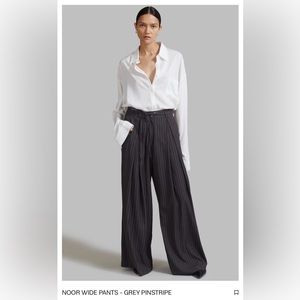 The Frankie Shop Noor Wide Leg Pants- grey pinstripe